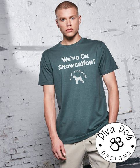 "We're On Showcation!" Unisex T-Shirt Any Breed - Can Be Personalised With Your Logo