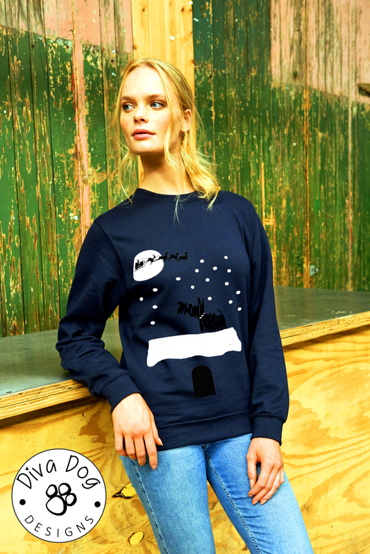 "Waiting For Santa" Scribble Scottie / Scottish Terrier Design Sweatshirt / Sweater