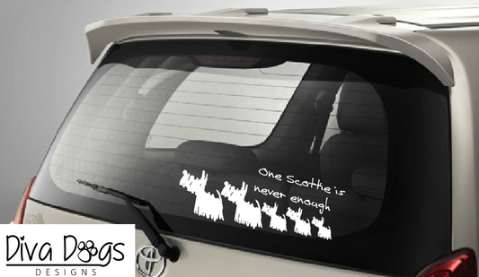 One Scottie / Scottish Terrier Is Never Enough Car Window Sticker / Decal