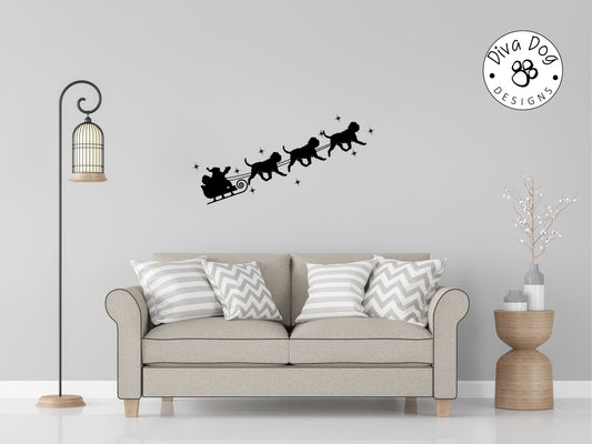 Santa's Sleigh Pulled By Affenpinscher / Affens / Monkey Dogs A Wall Decal / Sticker