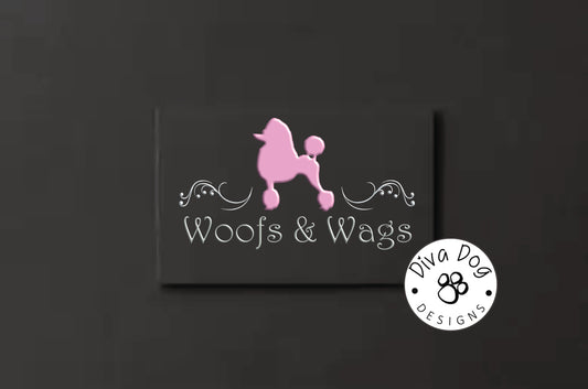 Premade Logo, Logo Design, Dog Groomers Logo, Dog Grooming, Dog Walkers,  Classic Silver & Pink Poodle