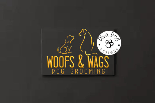 Premade Logo, Logo Design, Dog Groomers Logo, Dog Grooming Dog Walkers, Metallic Gold with Dog Line Art
