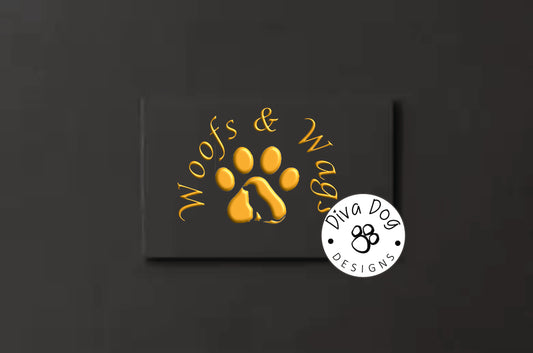 Premade Logo, Logo Design, Dog Groomers Logo, Dog Grooming Dog Walkers, Metallic Gold with Paw Print and Dog Silhouette