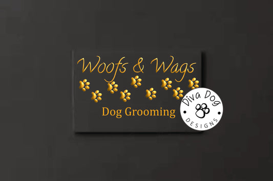 Premade Logo, Logo Design, Dog Groomers Logo, Dog Grooming Dog Walkers, Metallic Gold with Paw Print Design