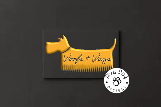 Premade Logo, Logo Design, Dog Groomers Logo, Dog Grooming Dog Walkers, Metallic Gold Scottie Dog Comb