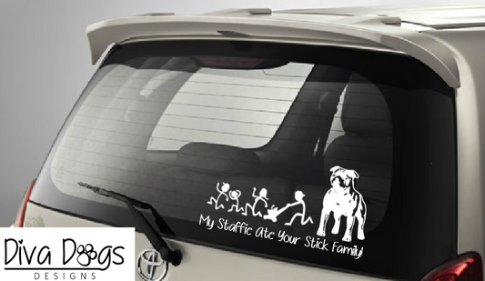 My Staffie / Staffordshire Bull Terrier Ate Your Stick Family Car Window Sticker / Decal