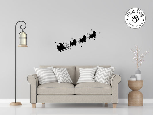 Santa's Sleigh Pulled By Norwich Terriers Wall Decal / Sticker