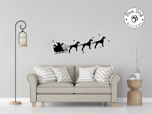 Santa's Sleigh Pulled By Pointers Wall Decal / Sticker