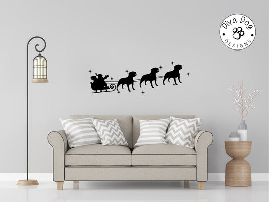 Santa's Sleigh Pulled By Staffordshire Bull Terriers / Staffies Wall Decal / Sticker