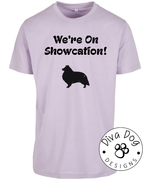 "We're On Showcation!" Unisex T-Shirt Any Breed - Can Be Personalised With Your Logo