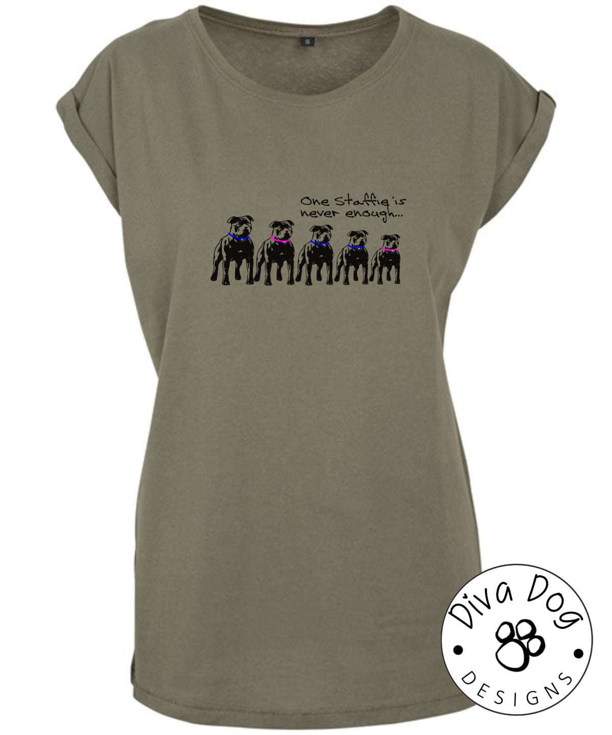 One Staffie Is Never Enough Women's Extended Shoulder T-Shirt For Staffordshire Bull Terrier Lovers