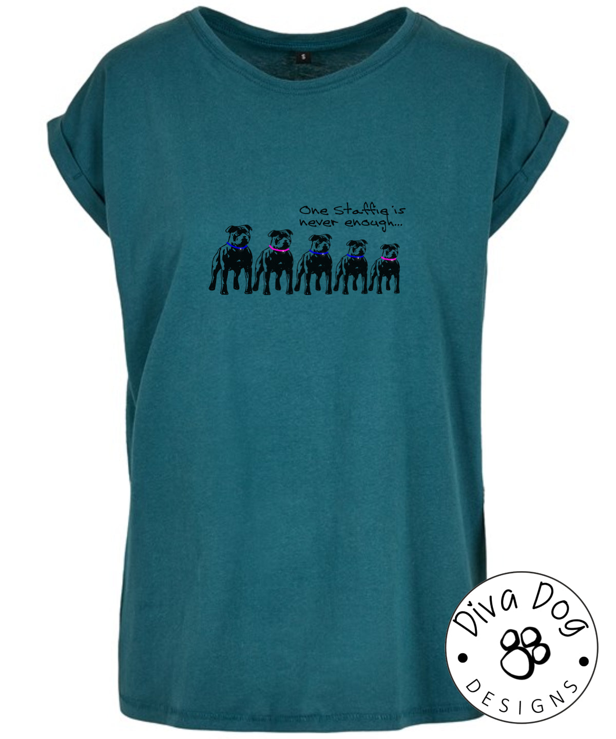 One Staffie Is Never Enough Women's Extended Shoulder T-Shirt For Staffordshire Bull Terrier Lovers