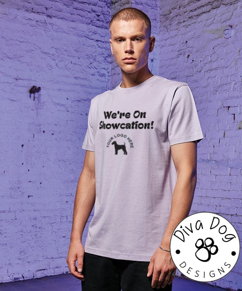 "We're On Showcation!" Unisex T-Shirt Any Breed - Can Be Personalised With Your Logo