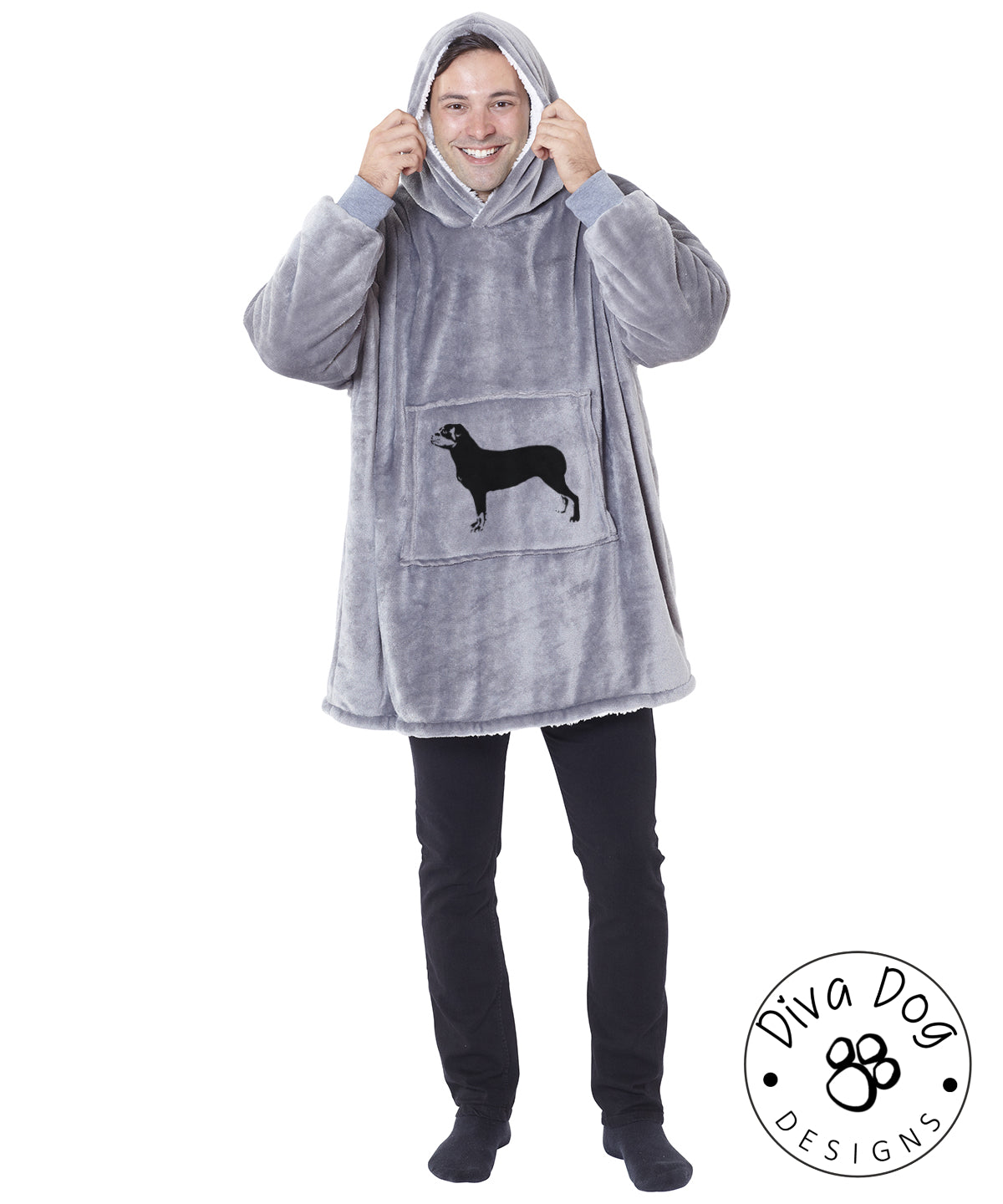 Reversible Oversized Eskimo Hoodie Sherpa Fleece Customised With Your Diva Dog Designs