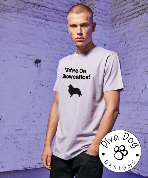 "We're On Showcation!" Unisex T-Shirt Any Breed - Can Be Personalised With Your Logo