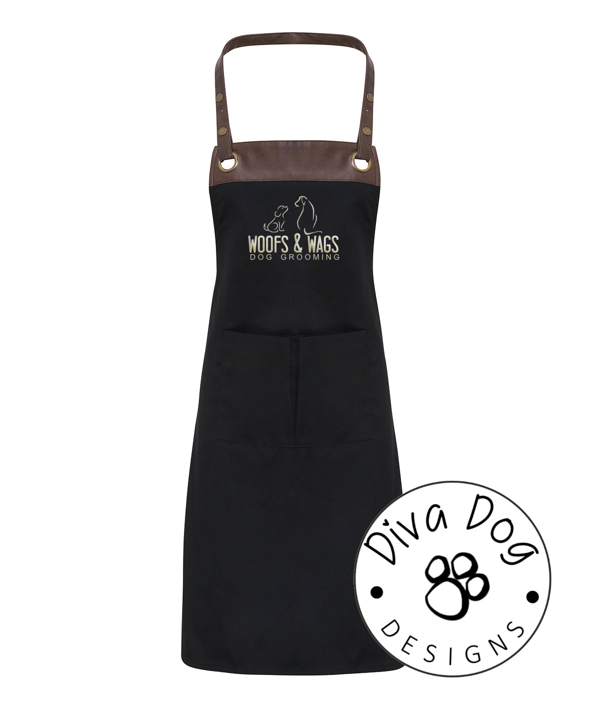 Contemporary Faux Leather Trim Apron Personalised With Your Logo