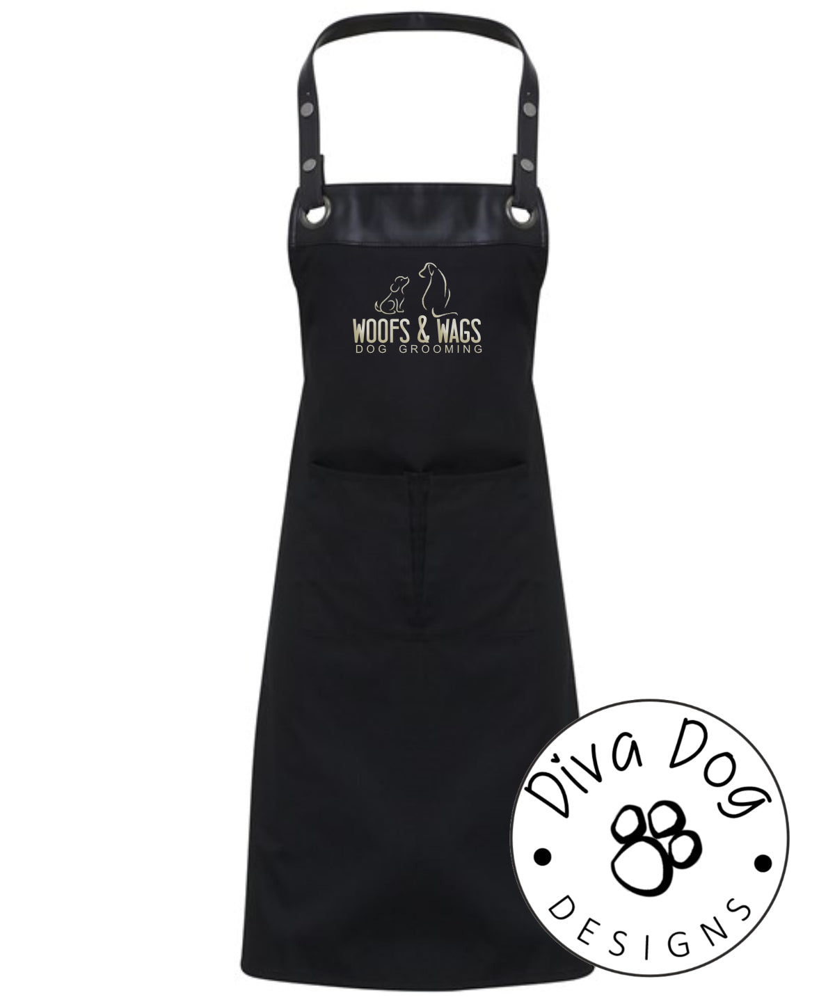 Contemporary Faux Leather Trim Apron Personalised With Your Logo