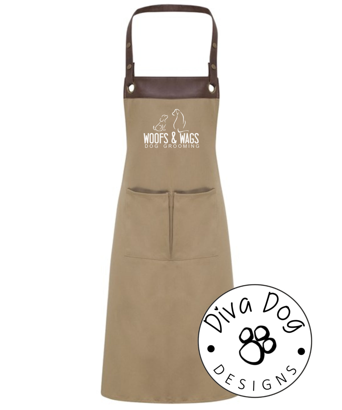 Contemporary Faux Leather Trim Apron Personalised With Your Logo