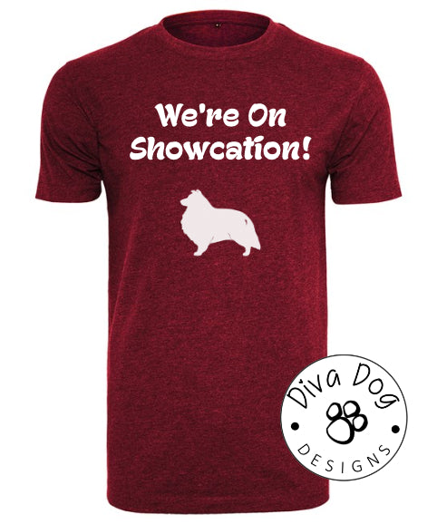 "We're On Showcation!" Unisex T-Shirt Any Breed - Can Be Personalised With Your Logo