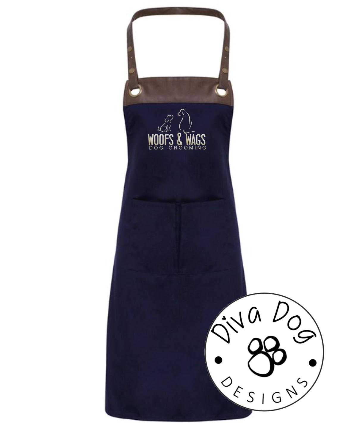 Contemporary Faux Leather Trim Apron Personalised With Your Logo