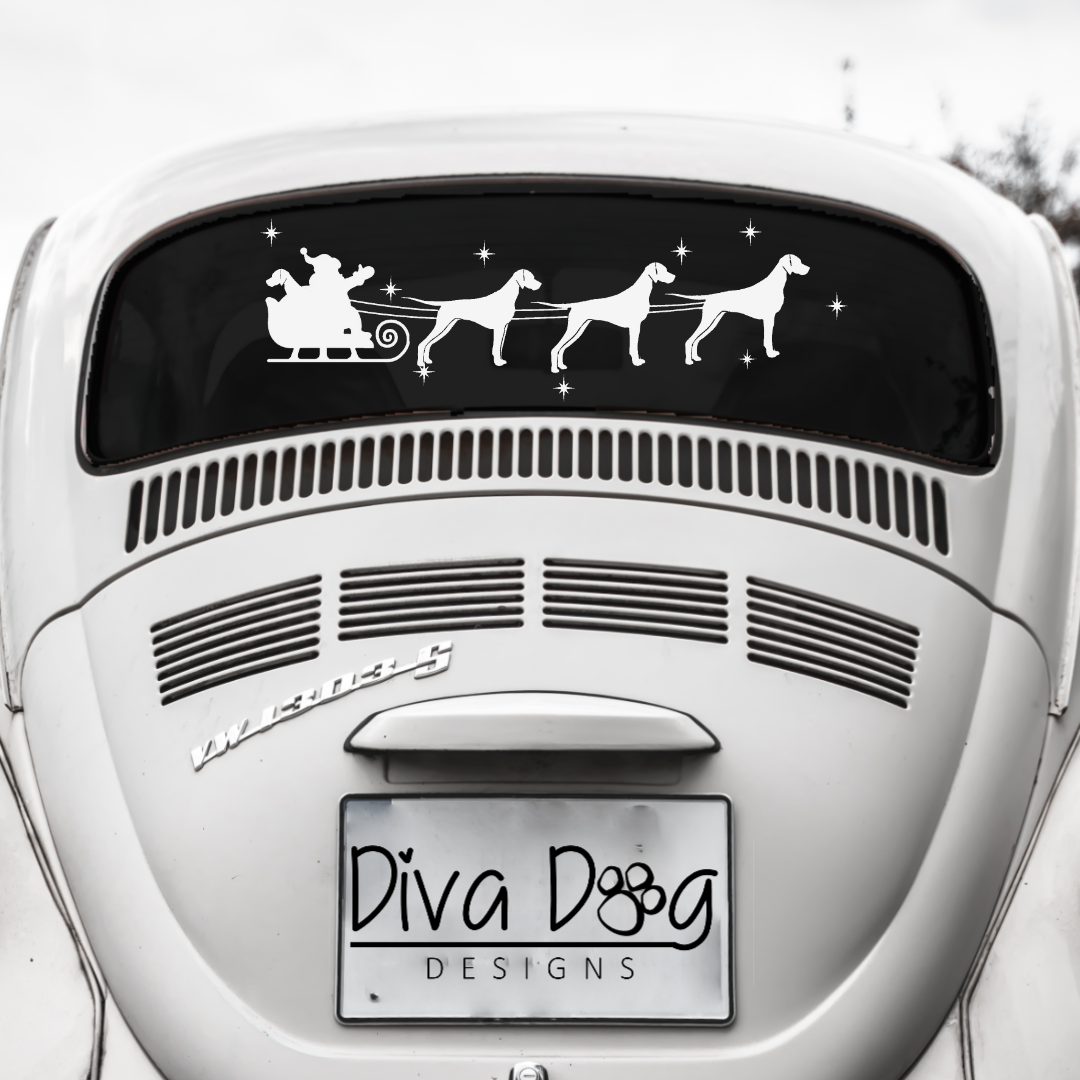 Santa and His Sleigh Pulled By Dogs Car Sticker - Add Some Festive Cheer