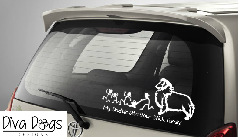 My Sheltie Ate Your Stick Family Car Window Sticker / Decal