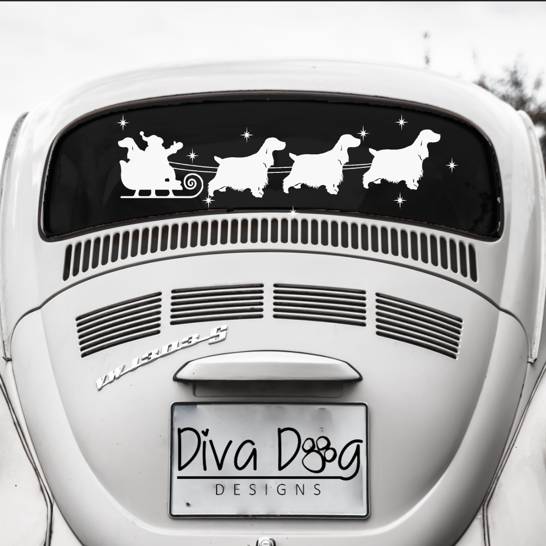 Santa and His Sleigh Pulled By Dogs Car Sticker - Add Some Festive Cheer