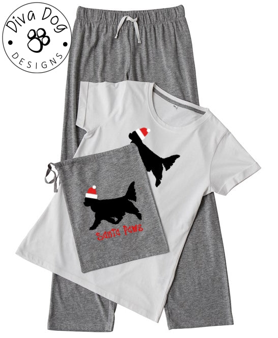 Santa Paws Cavalier King Charles Spaniel / Cavvie Pyjama Set & Drawstring Bag