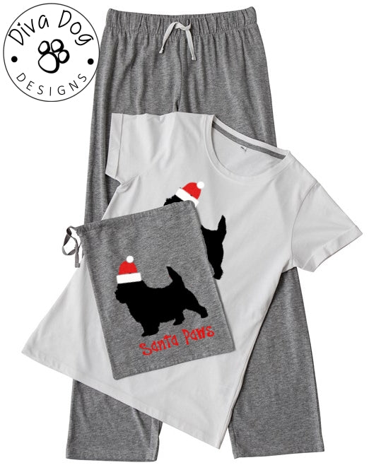 Santa Paws Norwich Terrier Pyjama Set & Drawstring Bag