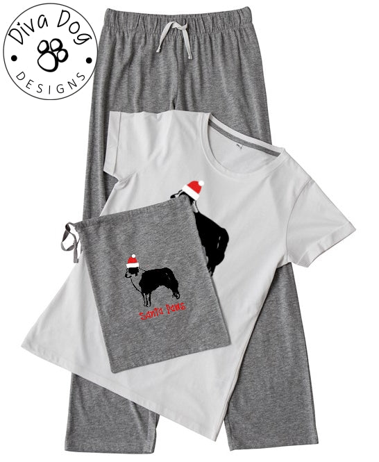 Santa Paws Border Collie Pyjama Set & Drawstring Bag