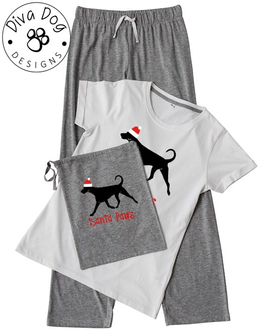 Santa Paws Dobermann / Dobie / Dobe Pyjama Set & Drawstring Bag