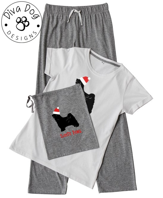 Santa Paws Tibetan Terrier Pyjama Set & Drawstring Bag