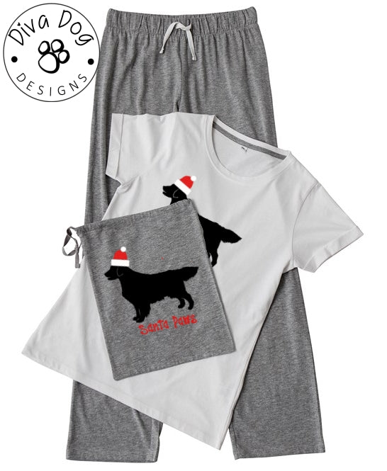 Santa Paws Golden Retriever Pyjama Set & Drawstring Bag