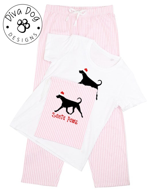 Santa Paws Dobermann / Dobie / Dobe Pyjama Set & Drawstring Bag