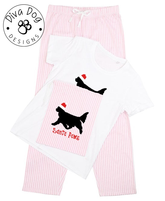 Santa Paws Cavalier King Charles Spaniel / Cavvie Pyjama Set & Drawstring Bag