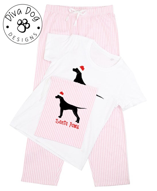 Santa Paws Weimaraner Pyjama Set & Drawstring Bag