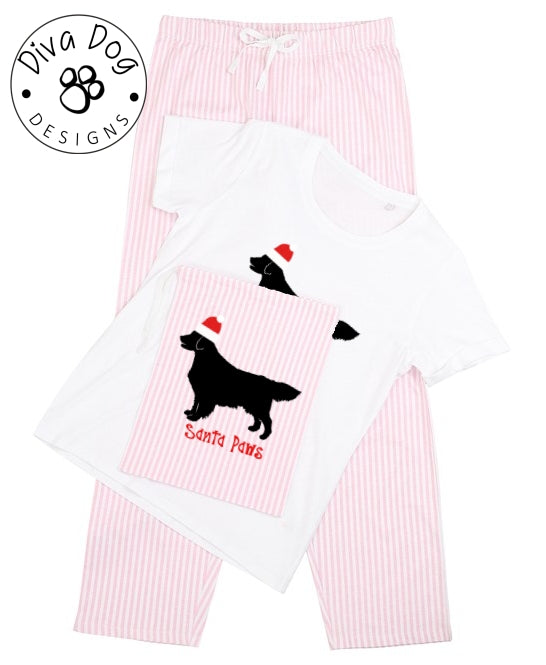 Santa Paws Golden Retriever Pyjama Set & Drawstring Bag