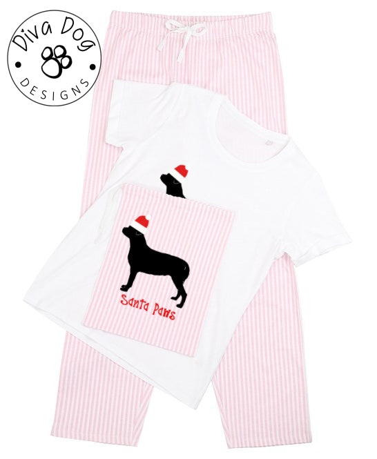 Santa Paws Rottweiler / Rottie Pyjama Set & Drawstring Bag