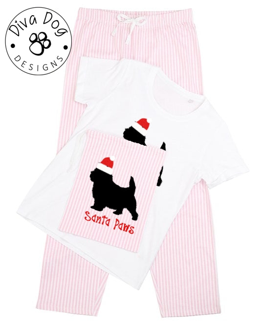 Santa Paws Norwich Terrier Pyjama Set & Drawstring Bag