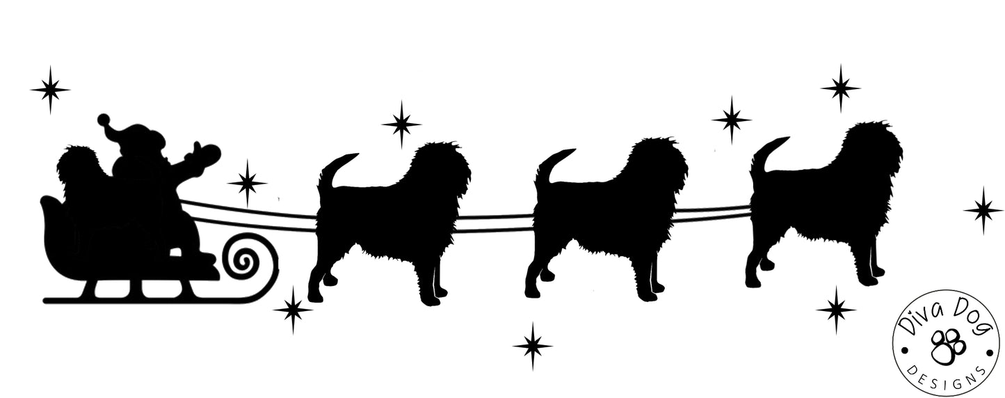 Santa's Sleigh Pulled By Standing Affenpinscher / Affens / Monkey Dogs Window Decal / Sticker