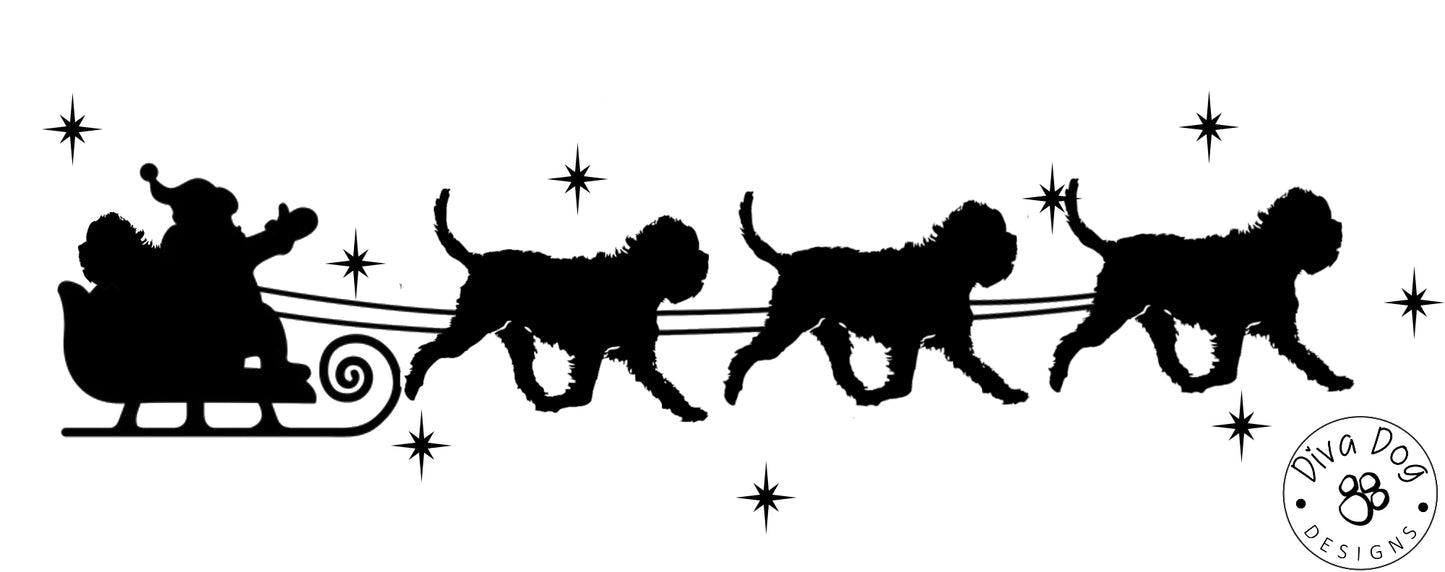 Santa's Sleigh Pulled By Affenpinscher / Affens / Monkey Dogs A Wall Decal / Sticker