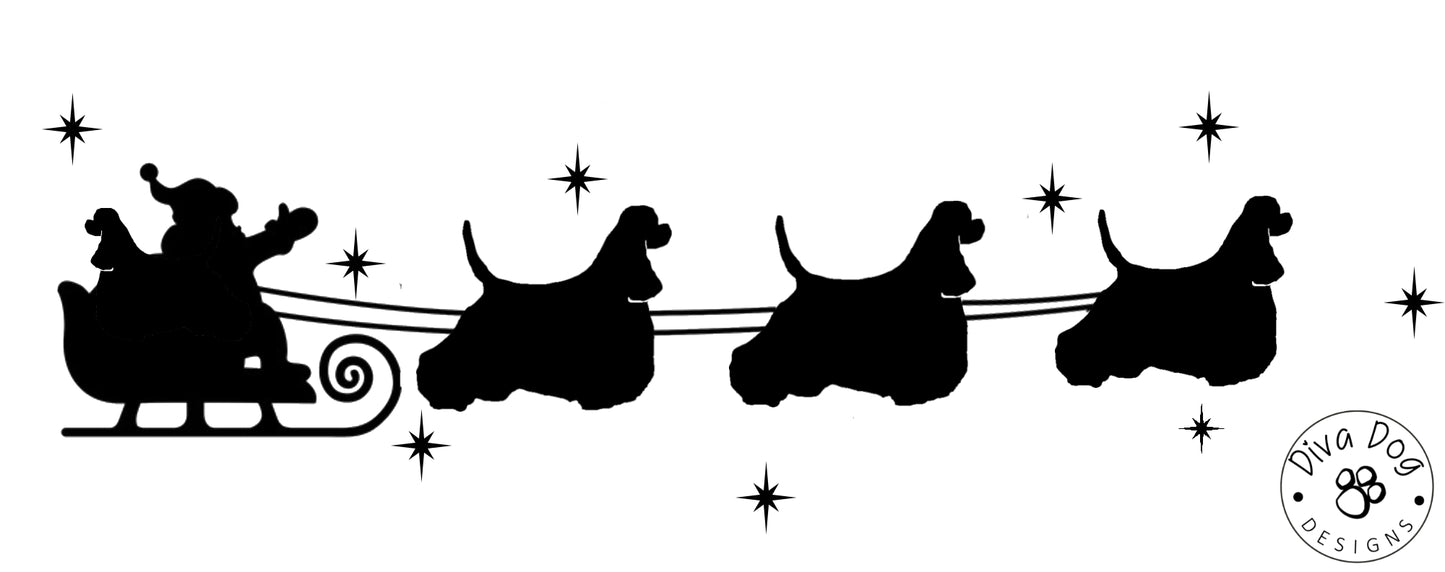 Santa's Sleigh Pulled By American Cocker Spaniels Wall Decal / Sticker