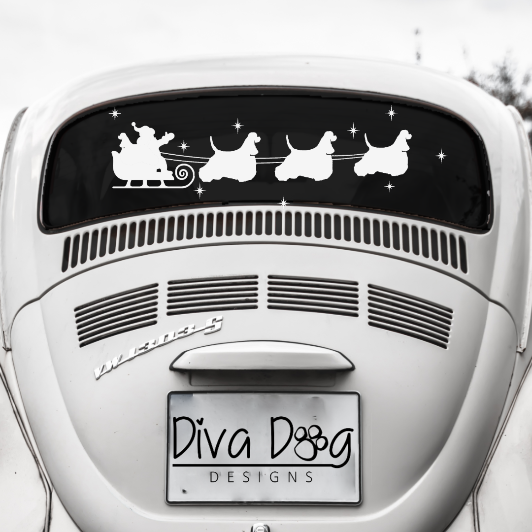 Santa and His Sleigh Pulled By Dogs Car Sticker - Add Some Festive Cheer