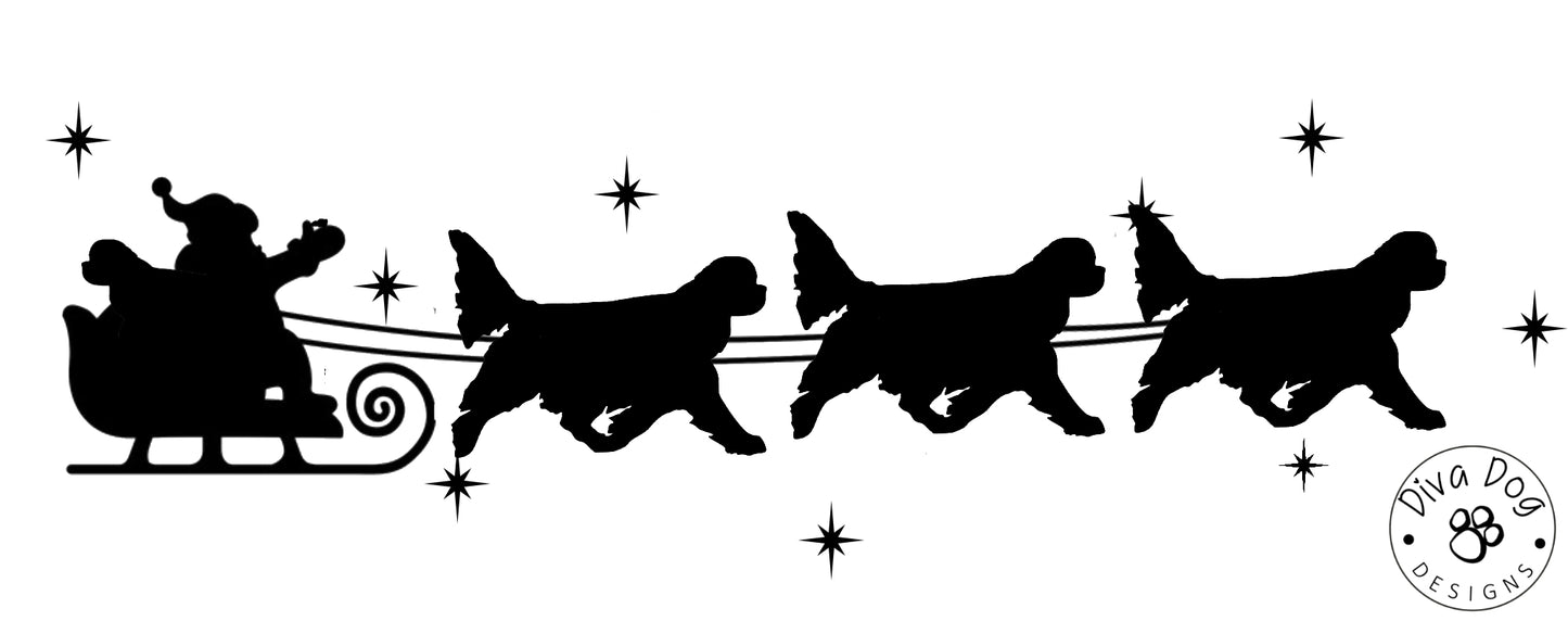 Santa's Sleigh Pulled By Cavalier King Charles Spaniels / Cavvies Wall Decal / Sticker