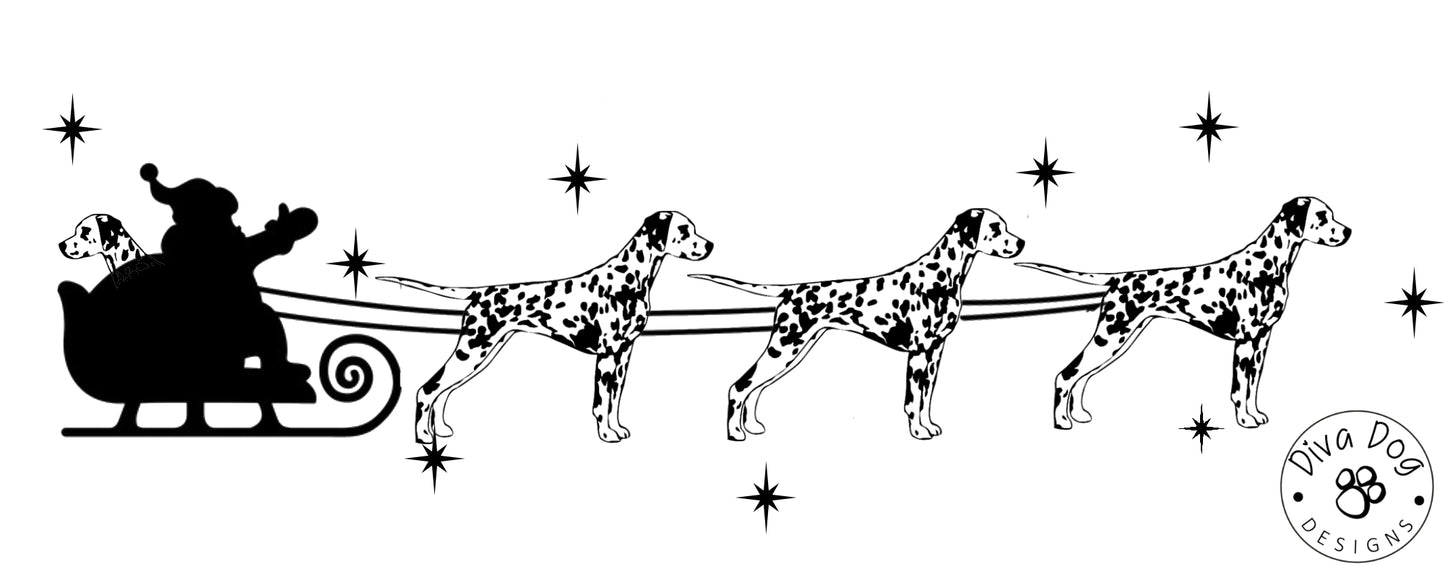 Santa's Sleigh Pulled By Dalmatians / Dallys Wall Decal / Sticker