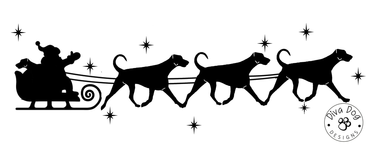 Santa's Sleigh Pulled By Dobermann Pinscher / Dobes Window Decal / Sticker