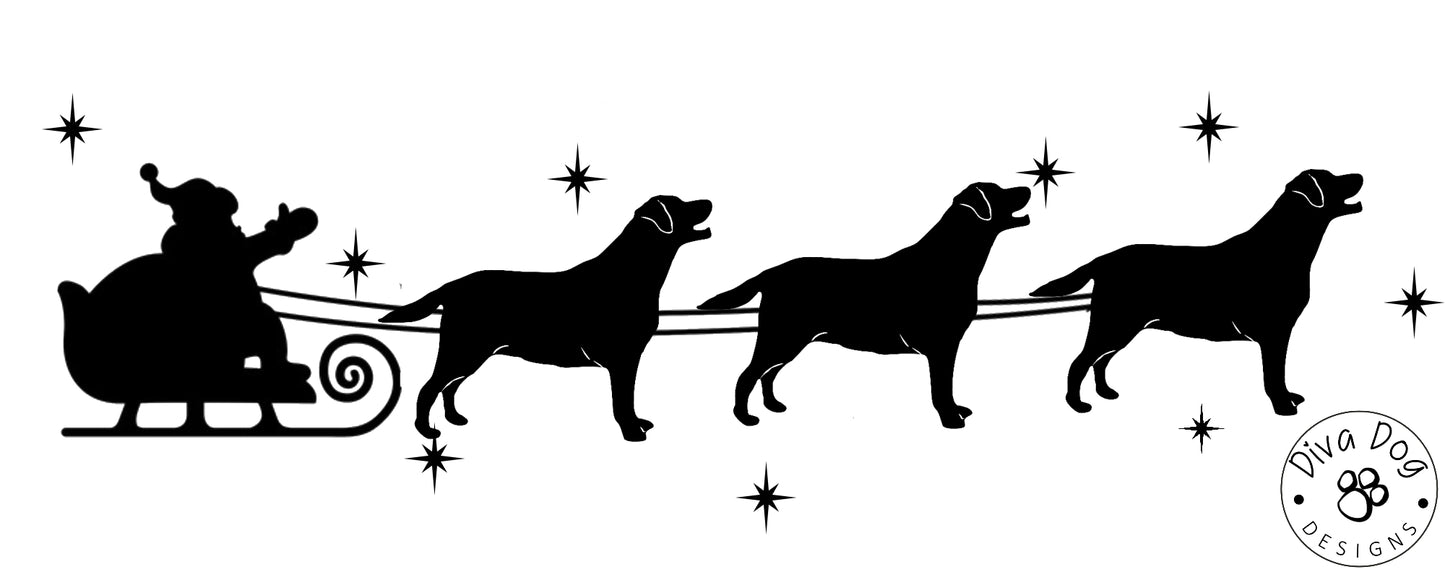 Santa's Sleigh Pulled By Labradors / Labs Wall Decal / Sticker