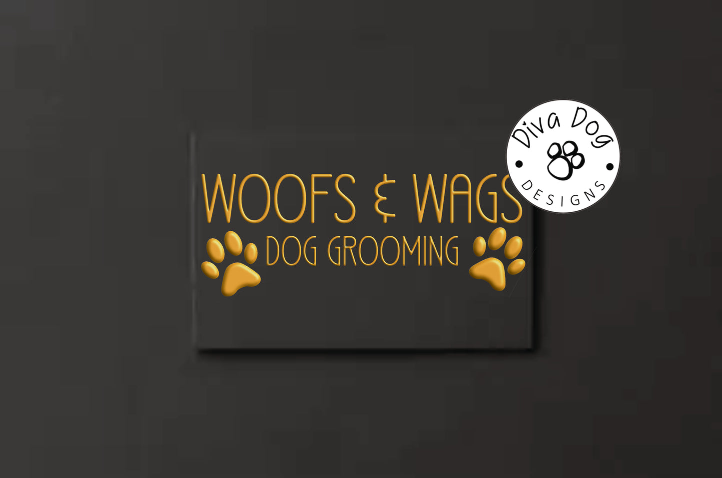 Premade Logo, Logo Design, Dog Groomers Logo, Dog Grooming Dog Walkers, Metallic Gold with Paws