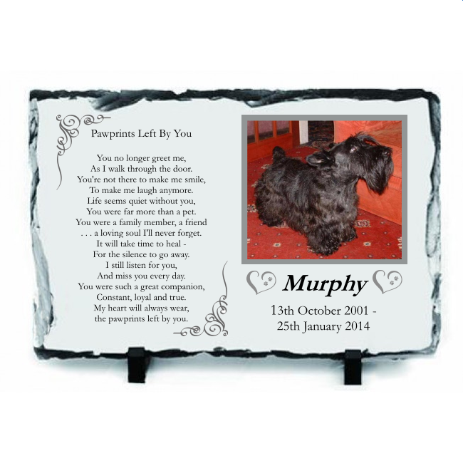 Personalised Pet Memorial Photo Rock Slate With Your Choice Of Wording