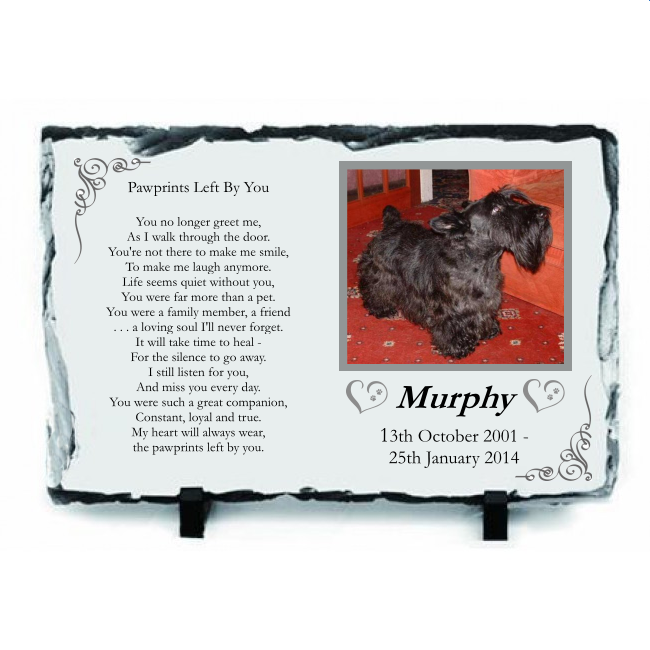 Personalised Pet Memorial Photo Rock Slate With Your Choice Of Wording